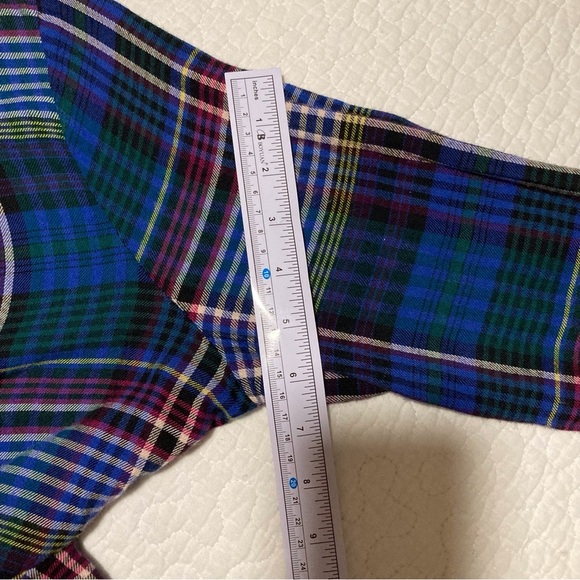 True Craft Women's Plaid Top with Peplum | Distressed Details | Fun & Swingy - Picture 10 of 12